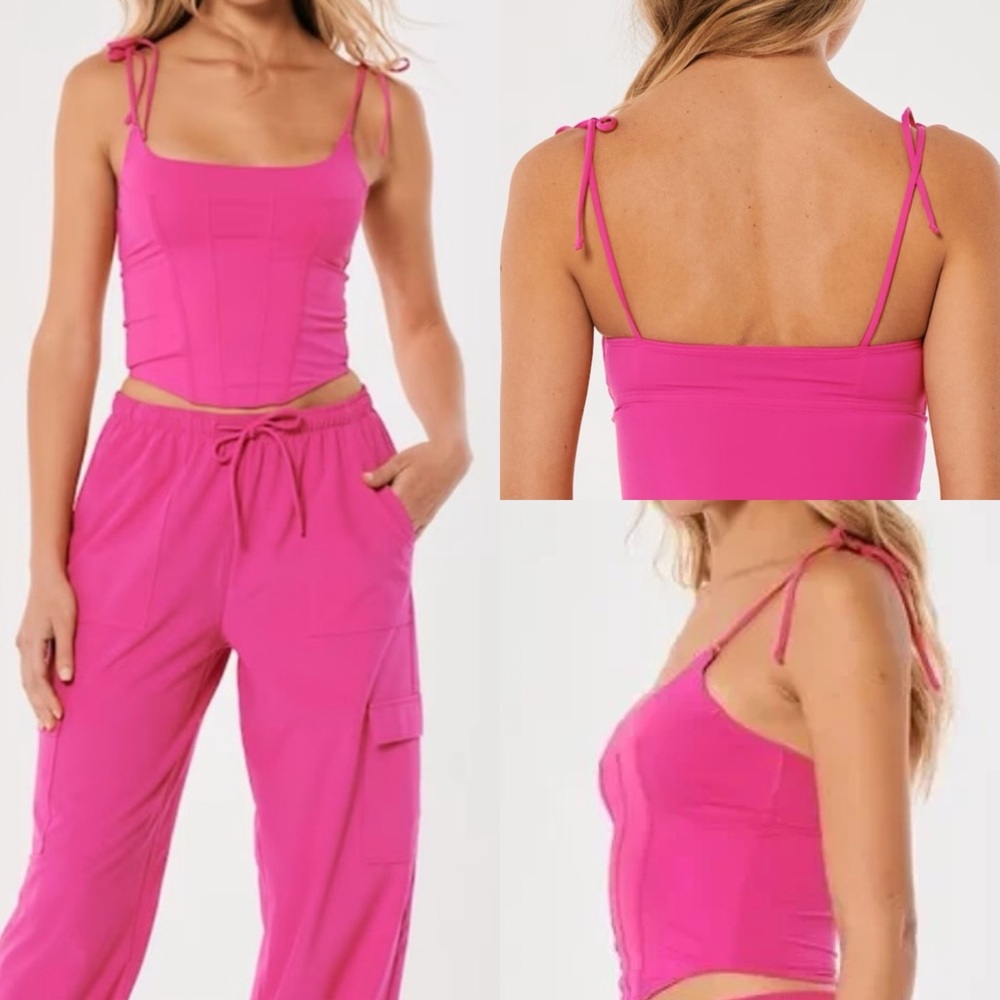 NWOT Gilly Hicks micro corset pink tie top hollister s